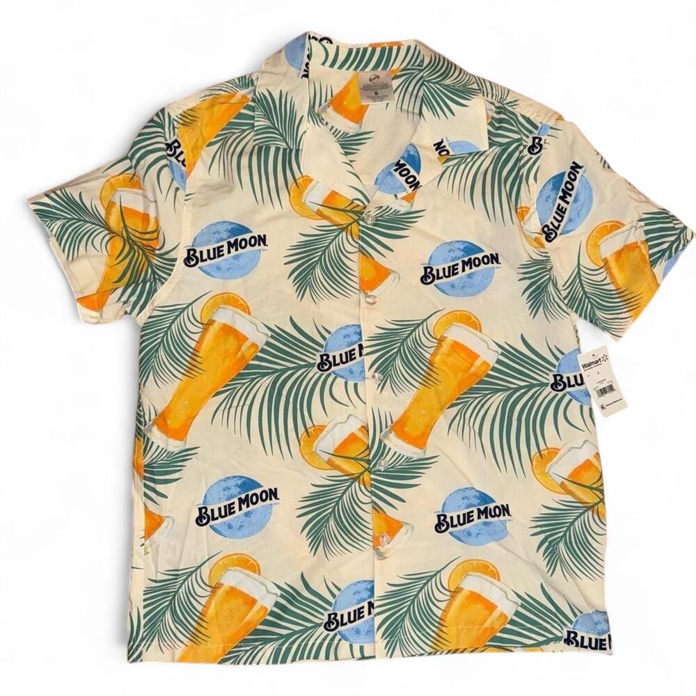 Blue Moon Official Licensed Hawaiian Tropical Button Up Shirt - Medium NWT